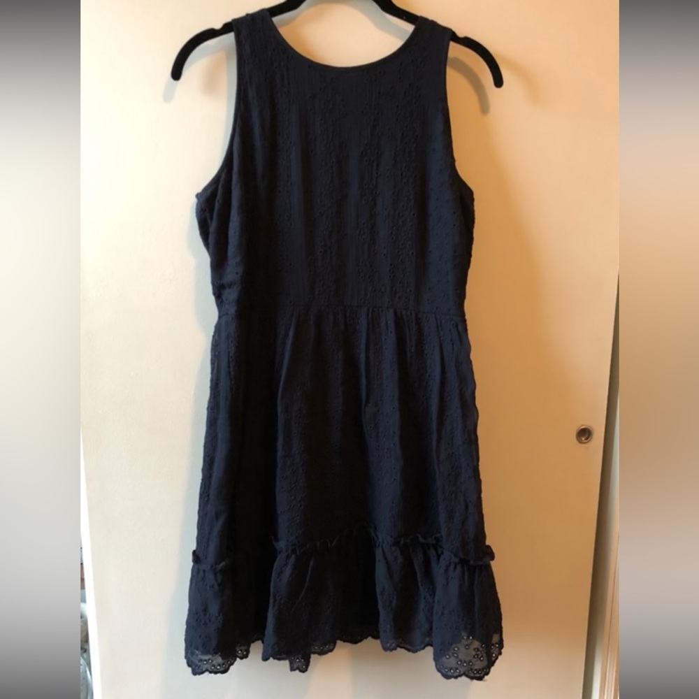 LOFT navy blue eyelet sleeveless dress